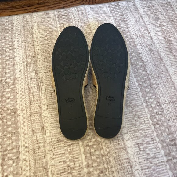 COACH Channing Espadrille Slides Size 10 Beachwood Nude Leather Slip On Sandals - Picture 6 of 6